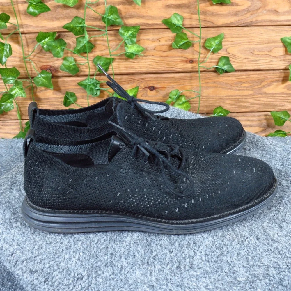 Cole Haan Original Grand Stitchlite Mens Wingtip Oxford 8.5 Dress Black Knit